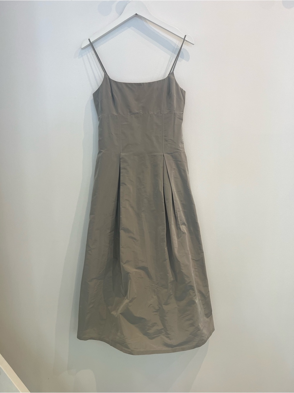 J. Crew Taupe Spaghetti-Strap A-Line Midi Dress